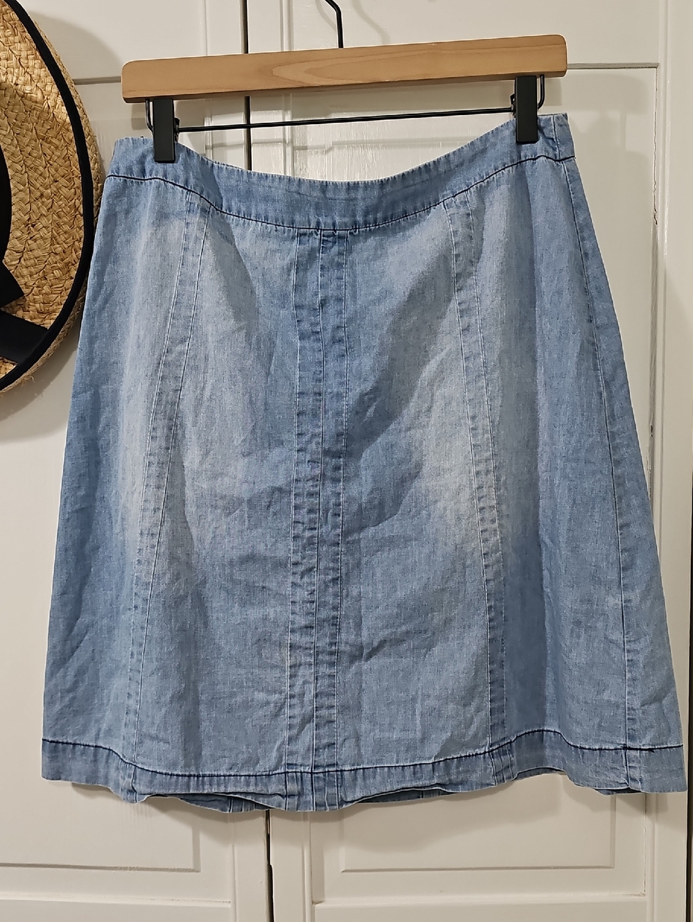 ECI Light Blue Denim A-Line Skirt 100% Cotton!